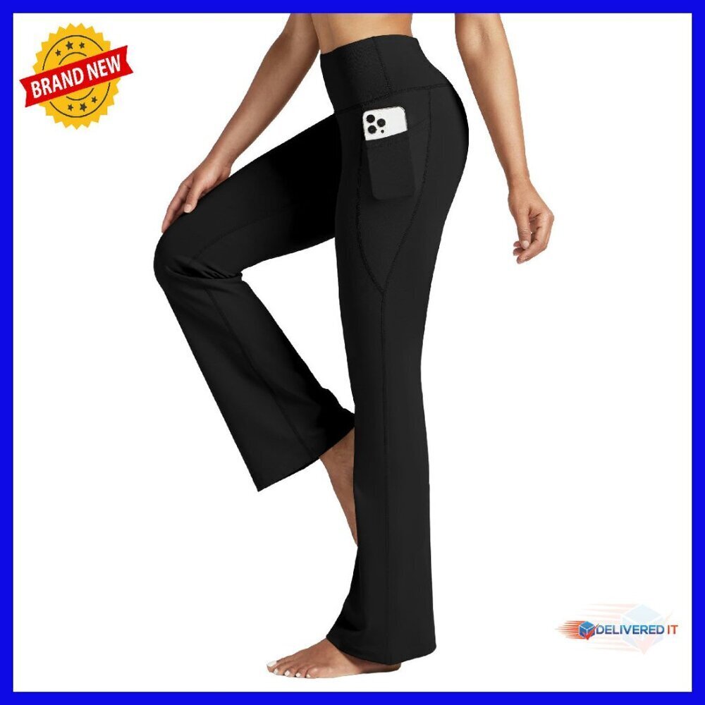 High Waist Flare Leggings with Pockets Tummy Control Yoga Pants